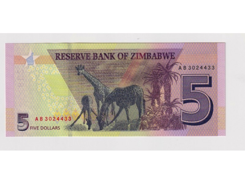 Zimbabwe 5 Dollars  2019  NEUF