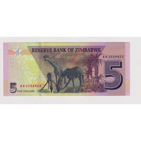 Zimbabwe 5 Dollars  2019  NEUF