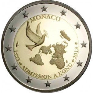2 Euros com Monaco 2013 - Adhésion de la Principauté a l’ONU