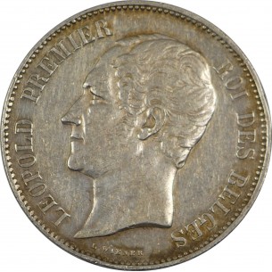 BELGIQUE 5 Francs Leopold Premier 1853 tête nue