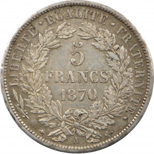 5 Francs Cérès  1870 PARIS 2