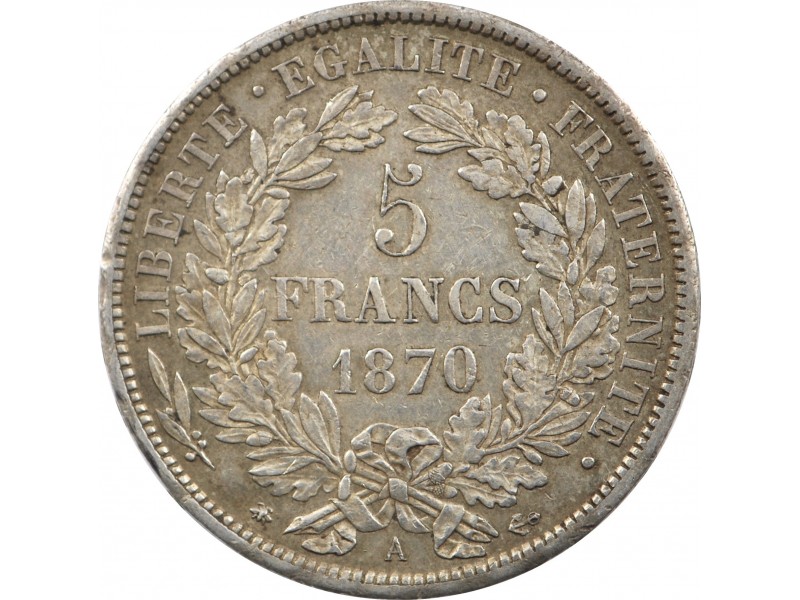 5 Francs Cérès  1870 PARIS