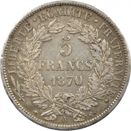 5 Francs Cérès  1870 PARIS