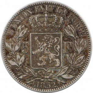 BELGIQUE 5 Francs Leopold Premier 1852 2