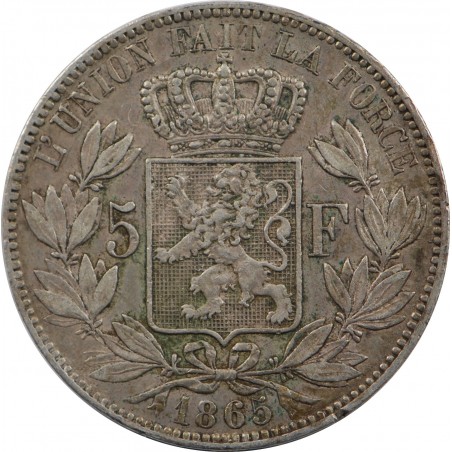 BELGIQUE 5 Francs Leopold Premier 1865