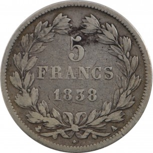 5 francs Louis philippe I 1838 PARIS  2