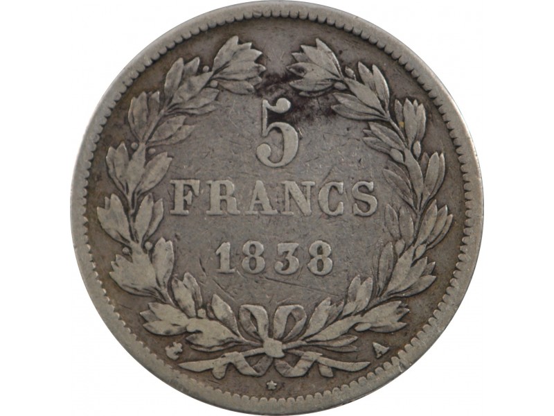 5 francs Louis philippe I 1838 PARIS