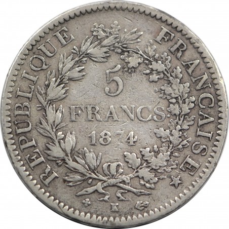 5 Francs Hercule 1874 Bordeaux