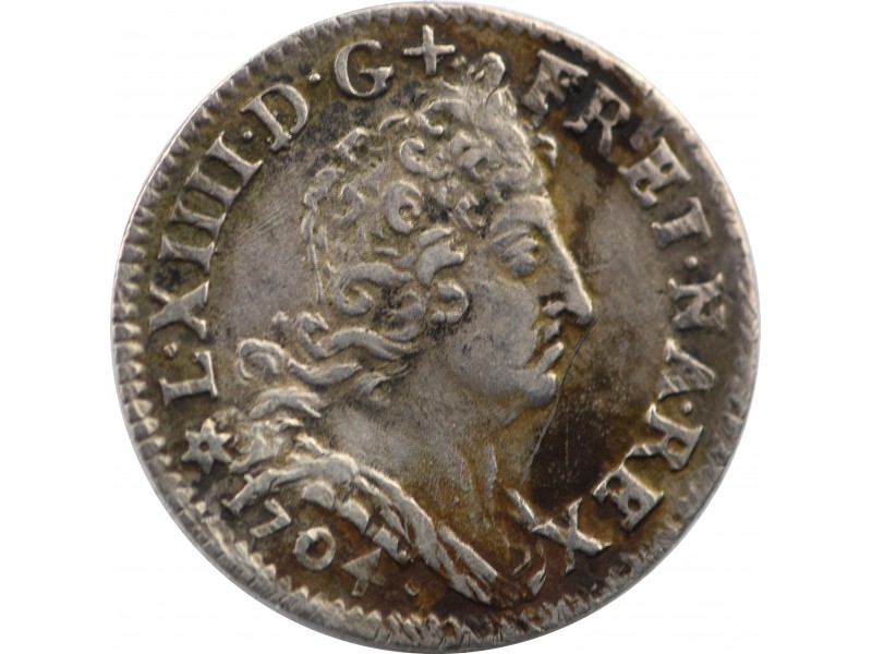 5 Sols Louis XIV 1704 Strasbourg Le grand Le roi soleil aux insignes