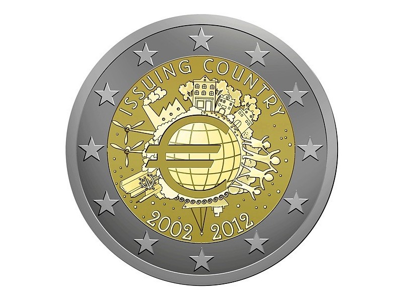 2 Euros com Belgique - 10 ans de l'euro 2012