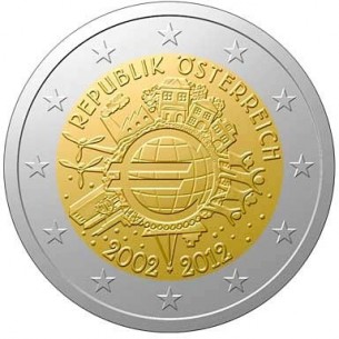 2 Euros commémorative Autriche 2012-10 ans de l'euro 2012