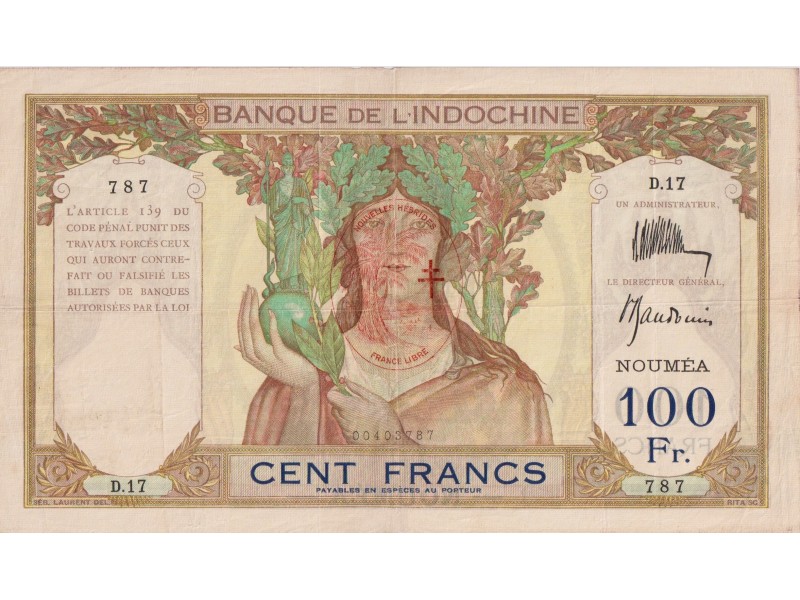 100 Francs Nouvelle Hébrides (1941) P.9a
