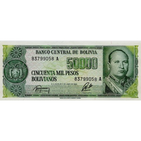 50000 Pesos Bolivianos BOLIVIE 1984 P.170a