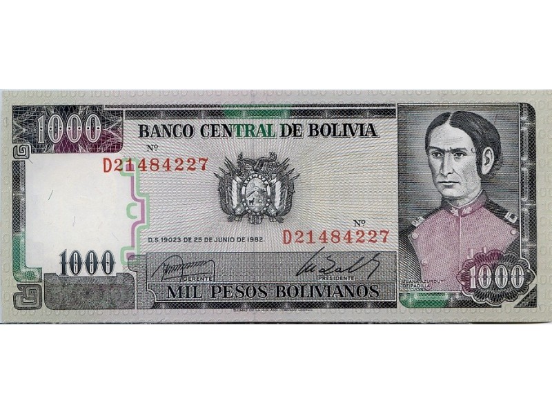 1000 Pesos Bolivianos BOLIVIE 1982 P.167a