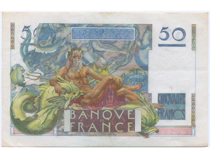 50 FRANCS FRANCE   7-06-1951  P. 80a  BILLET TTB+   VF+