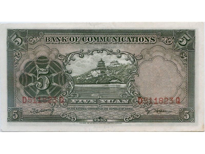 5 Yuan Chine 1935  P-154a