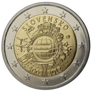 2 Euros com SLOVAQUIE - 10 ans de l'euro 2012