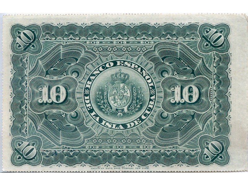 10 Pesos Cuba 1896 P-49a