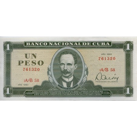 1 Peso Cuba 1980 José Marti 1980 P-102b