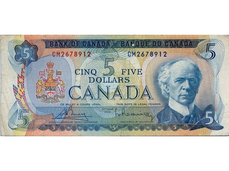 5 Dollars CANADA 1972 P.087a