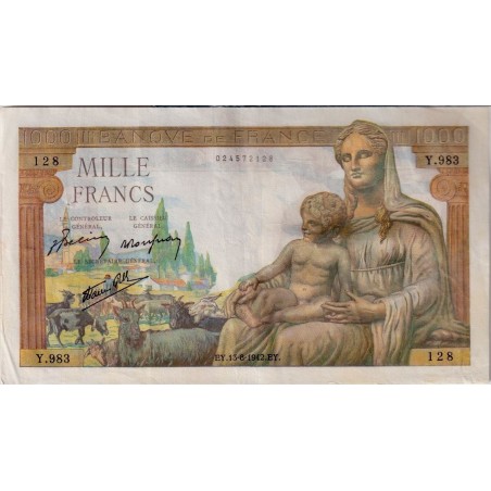 1000 Francs DÉESSE DÉMÉTER 1942 F.40.4