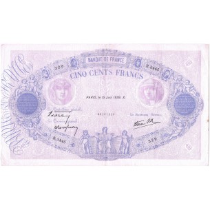 500 Francs Bleu & Rose 1939  F.31.34