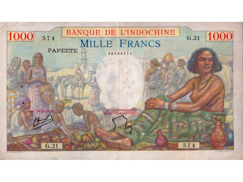 1000 Francs PAPEETE 1954 P.15b