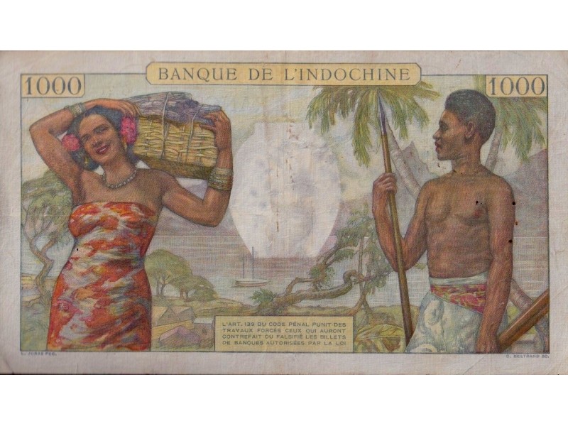 1000 Francs PAPEETE 1954 P.15b