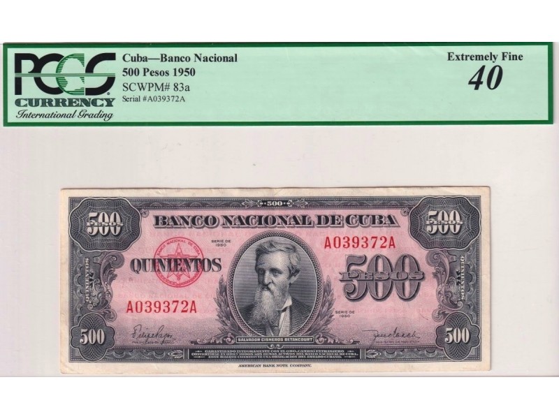 Billet Cuba 500 Pesos 1950 P-83a