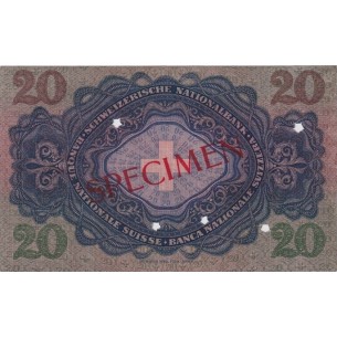 20 Francs Spécimen SUISSE 1937 asF.39f 2