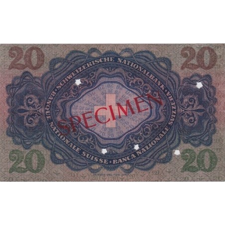 20 Francs Spécimen SUISSE 1937 asF.39f