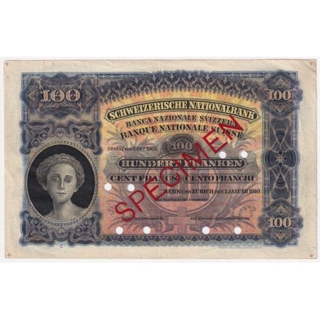 100 Francs Spécimen SUISSE 1910 P.06s