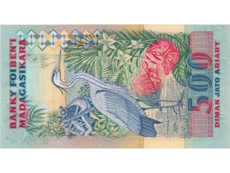 2500 Francs - 500 Ariary MADAGASCAR 1988 P.72Aa