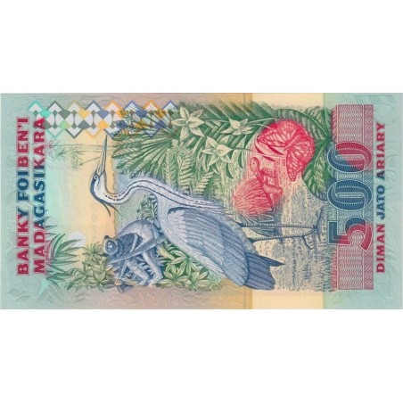 2500 Francs - 500 Ariary MADAGASCAR 1988 P.72Aa