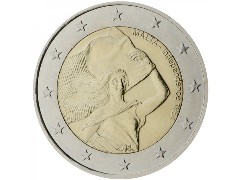 Pièce de 2 Euros commemoratives Malte 2014 - Indépendance de Malte