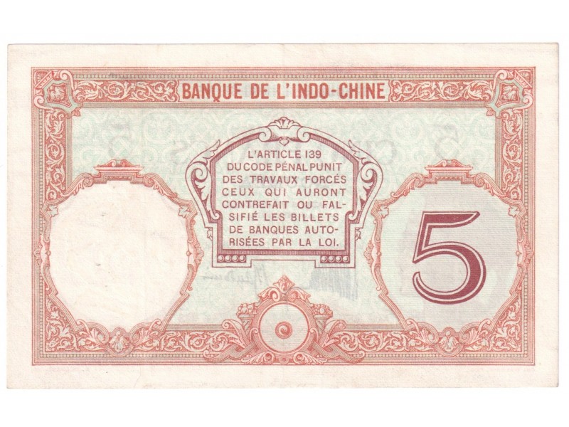 5 Francs NOUVELLE CALÉDONIE 1936 P.36b