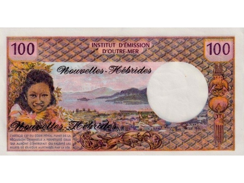 100 Francs NOUVELLES HÉBRIDES 1977 P.18d