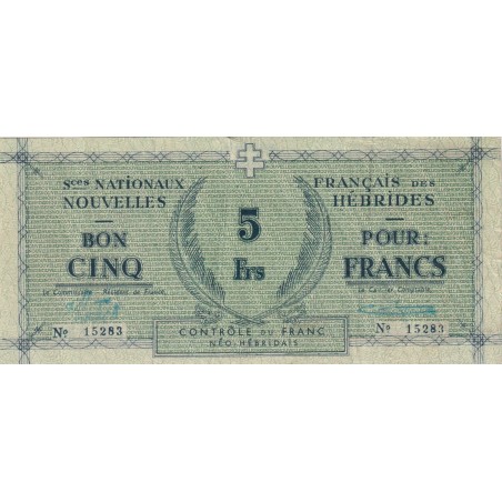 5 Francs NOUVELLES HÉBRIDES 1943 P.1