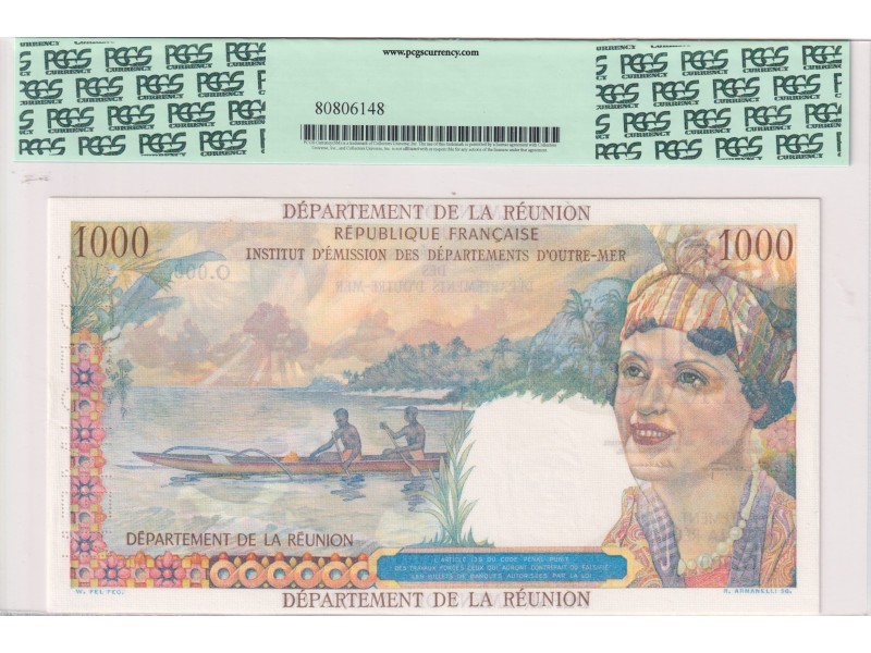 1000 Francs Union Française Spécimen ÎLE DE LA RÉUNION 1964 P.52s