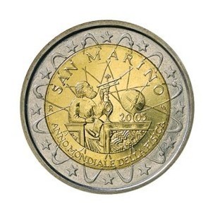 2 Euros SAINT MARIN 2005, Année mondiale de la Physique 2
