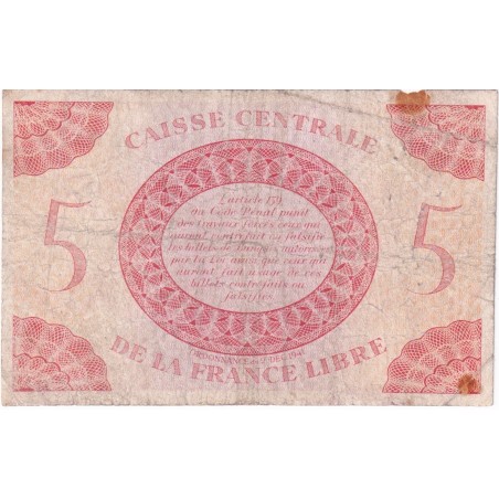 5 FRANCS AFRIQUE ÉQUATORIALE FRANÇAISE 1944 P.10a
