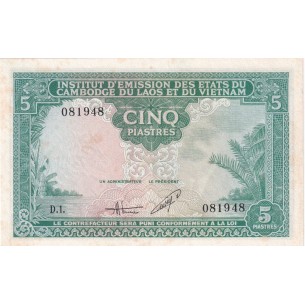 5 Piastres INDOCHINE FRANÇAISE 1953 P.106