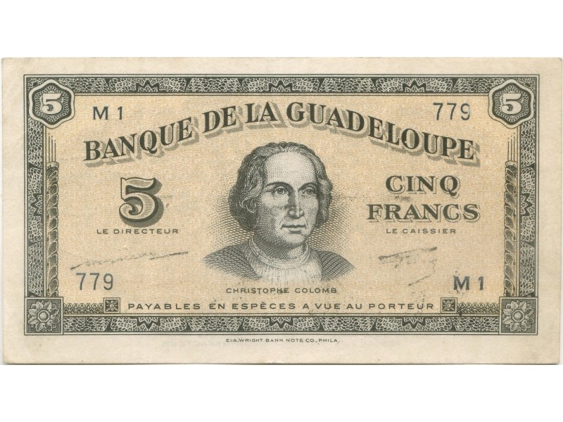 5 Francs GUADELOUPE 1944 P.21a