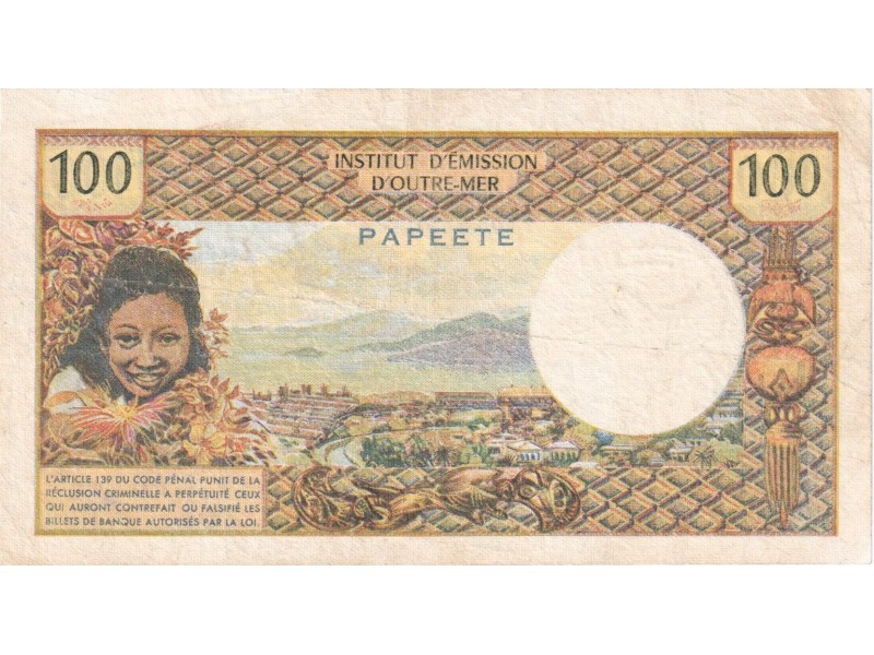 100 Francs TAHITI 1969 P.23