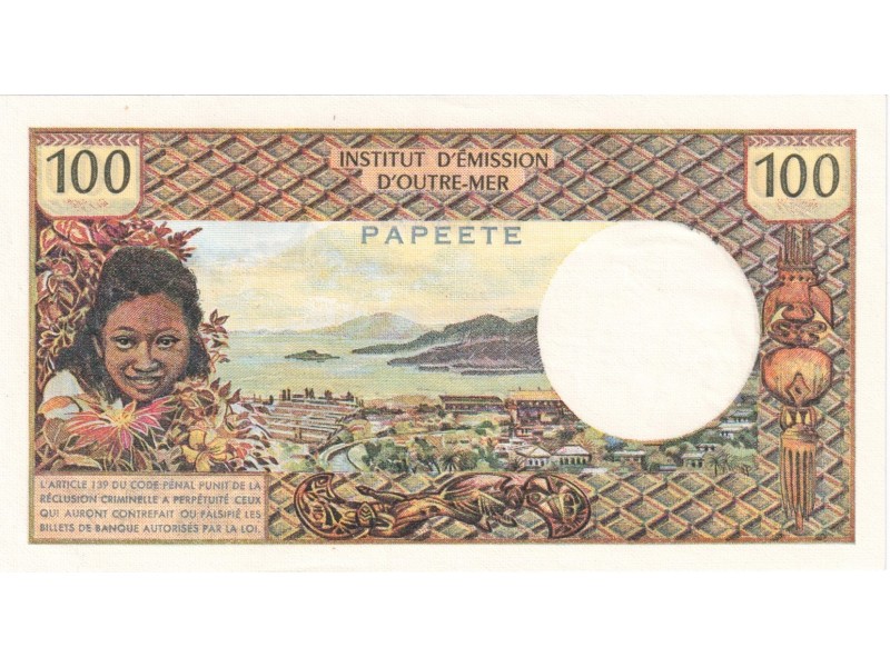 100 Francs TAHITI 1973 P.24b