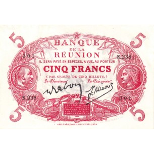 5 Francs Cabasson rouge ÎLE DE LA RÉUNION 1944 P.14
