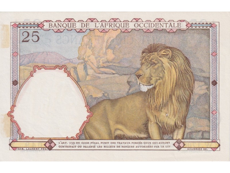 25 Francs AFRIQUE OCCIDENTALE FRANÇAISE (1895-1958) 1939 P.22