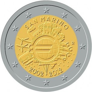 2 Euros SAINT MARIN 2012, 10 ans de L’ Euro 2