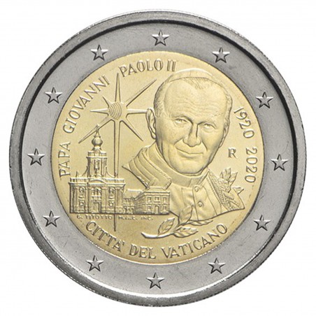 Pièce 2 Euros commémorative VTICAN  2020 - JEAN PAUL II