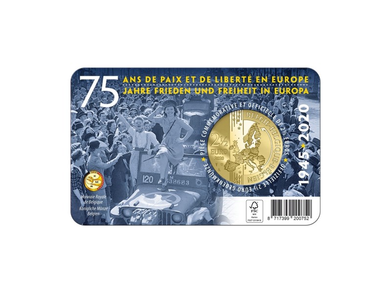 5 Euros commémorative BELGIQUE  2020 - 75 année de la Paix et de la Liberté en Europe